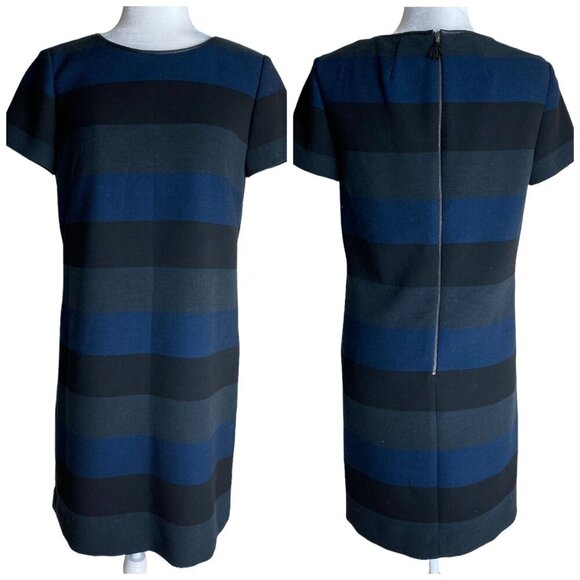 Tahari ASL Shift Dress Striped SS Shift  Black Gray Blue Career Women's Size 6 - Picture 8 of 8